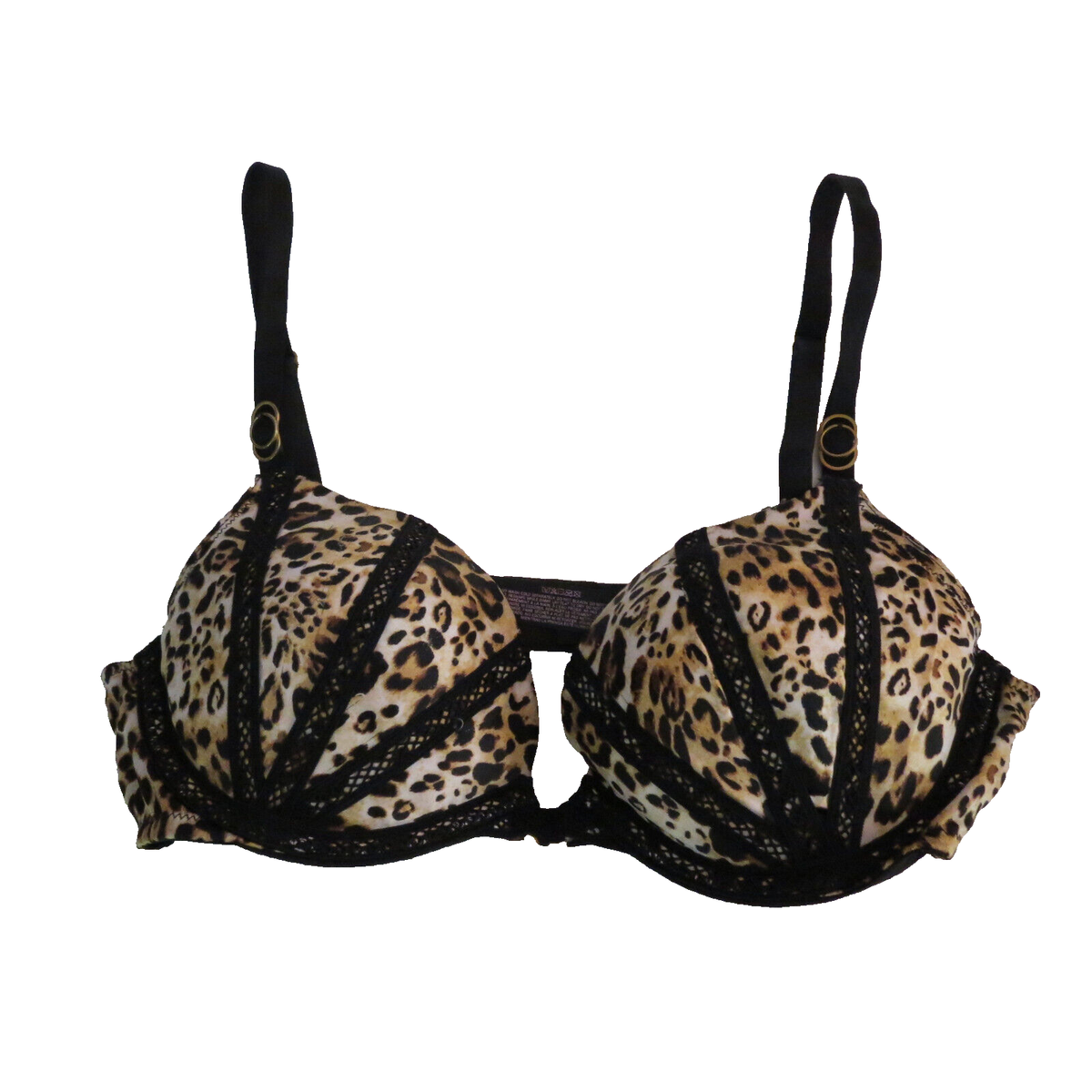 Victoria Secret Push Up Bra Animal Print 34C Leopard Black Padded