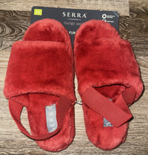 Serra Faux Fur Slipper Slides House Shoes Hand Washable Red Women's Size 5/6