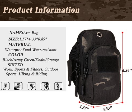 Bransoletka na telefon komórkowy Bieganie Uchwyt na telefon Taktyczny Molle Pouch EDC Wielopak Torba - Zdjęcie 6 z 19