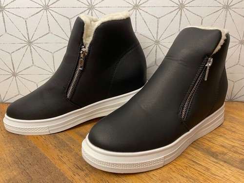 black sneaker wedge bootie