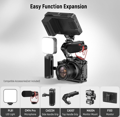 NEEWER R50 Camera Cage for EOS R50 Aluminum Video Rig with NATO Rail 1/4" Thread - Picture 11 of 14
