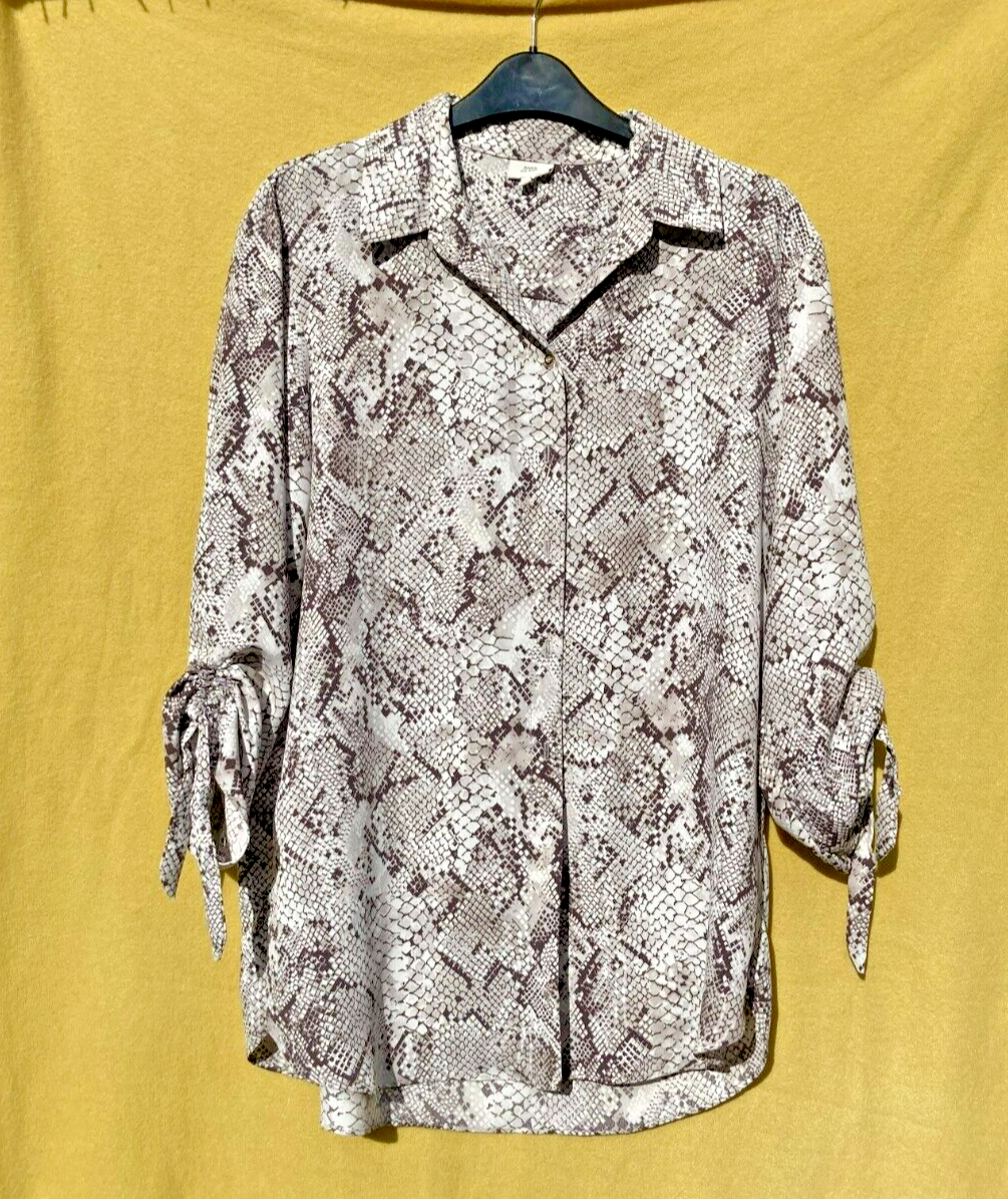 River Island Size 10 Snake Snakeskin Animal Print Long Sleeve Blouse