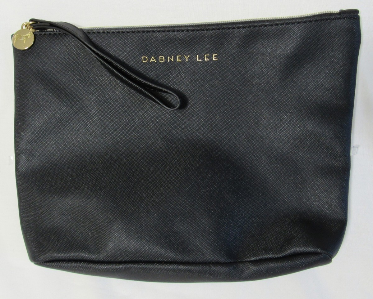 Dabney Lee Black Logo Zip Close Lined Wristlet Bag EUC