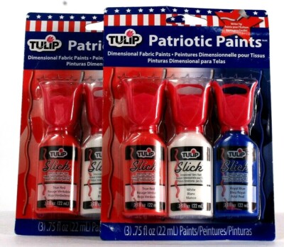 2 Packs Tulip Red White & Blue Patriotic Paints 3 Ct Dimensional Fabric Paints
