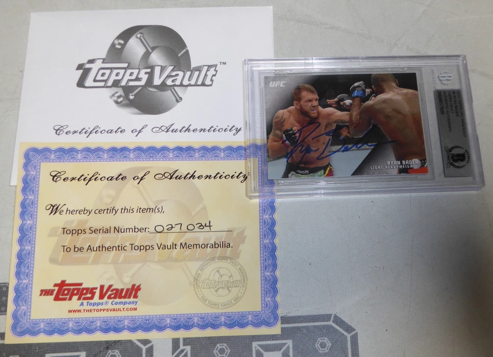 Ryan Bader Signed 2015 Topps UFC Vault Knockout Blank Back 1/1 Card BAS COA - Image 3 of 4