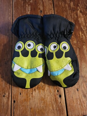 VGUC Thinsulate toddler boys Alien cold weather mittens black monster set