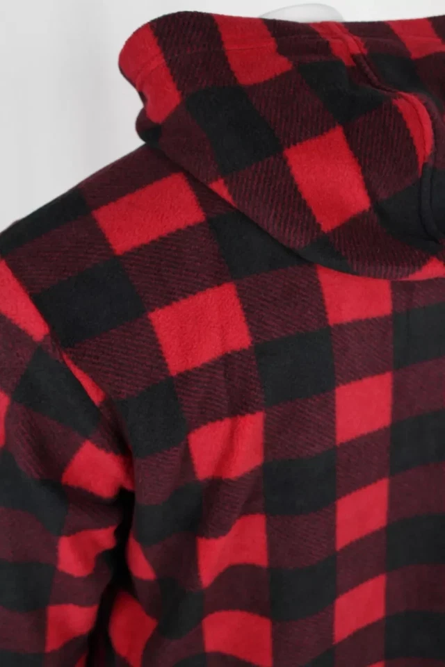 Sudadera con Capucha Burnside Para Hombre Polar Polar Polar XL Resistente al Viento Buffalo Check Red Negra B3500 Foto 4 de 4