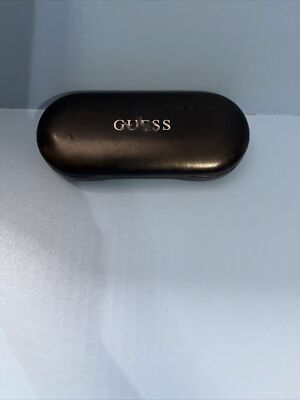 Guess Eyeglass/Sunglasses Hard Clamshell Case Black Smooth Faux Leather GUC