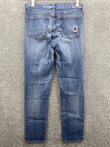 J. Crew Women's Size 27 Blue Vintage Straight Distressed Stretch Denim Jeans - Picture 7 of 9