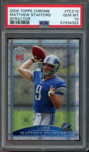 2009 Topps Chrome, Xfractor, Matthew Stafford Rookie RC PSA 10 