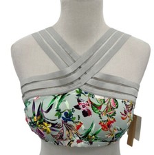 Gibson  Latimer Gray MultiColor Tropical Banded Bikini Top Womens Size Large