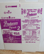 1978 VTG PRODUCERS LOWFAT MILK HALF PINT HOPALONG CASSIDY