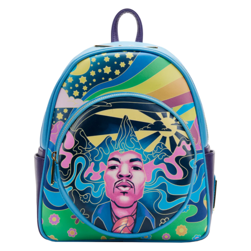 Jimi Hendrix - Psychedelic Glow Landscape Zip Mini Backpack by LOUNGEFLY - Afbeelding 1 van 5