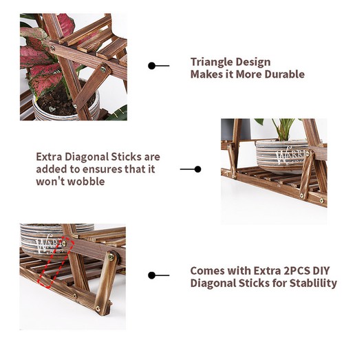 A Style Wood Corner Plant Stand Triangle Outdoor Flower Rack Living Room Garden - Picture 12 of 12