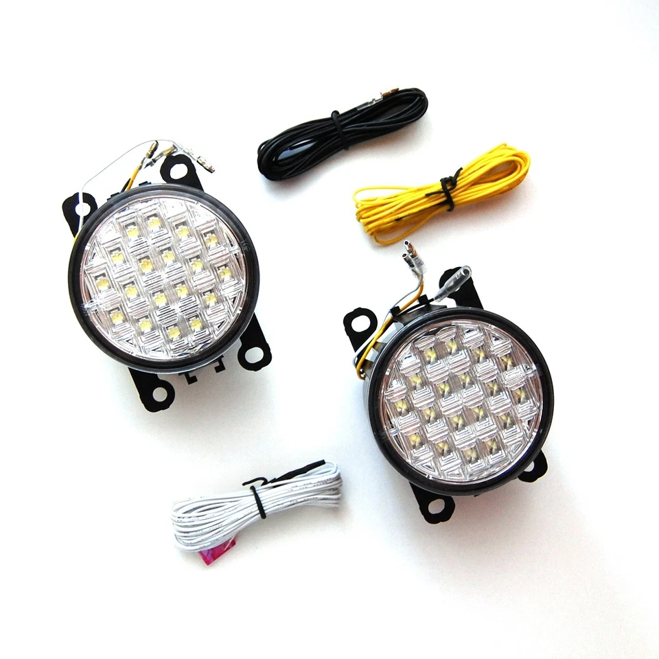 2St 18 LED Auto Tagfahrlicht klarglas schwarz RUND 9cm 12V universal &Dimmbar D - Bild 3 von 4