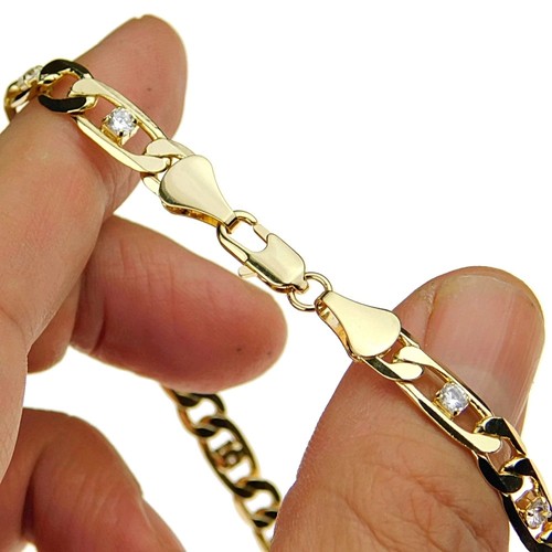 Gargantilla de cadena Figaro para hombre simulada helada circonita cúbica enchapada en oro collar de hip hop 16" 6 mm - Imagen 3 de 8