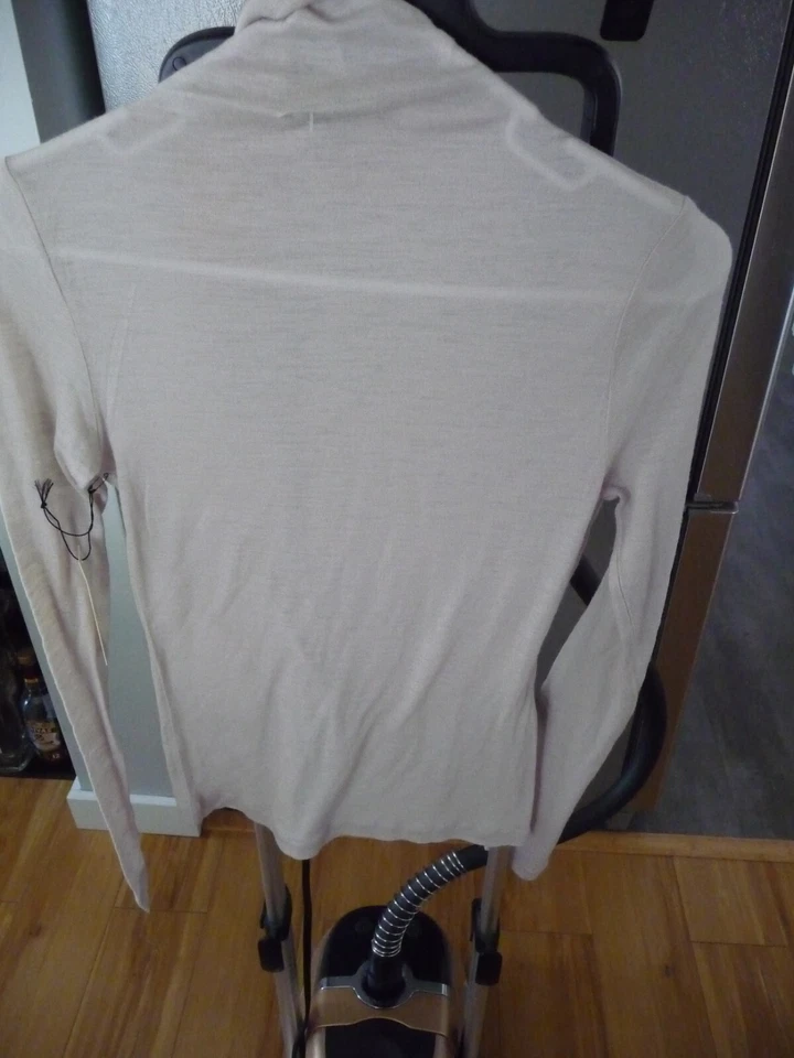 VERTIGO PARIS TENDENCIA BEIGE TRANSPARENTE CUELLO TORTUGA MANGA LARGA 100% LANA TALLA GRANDE NUEVO Foto 2 de 4