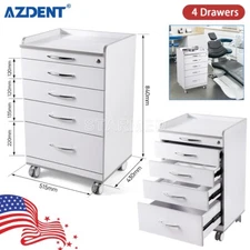 4 Drawers Dental Mobile Cabinet Storage Tool Cart Medical Trolley 360° Swivel
