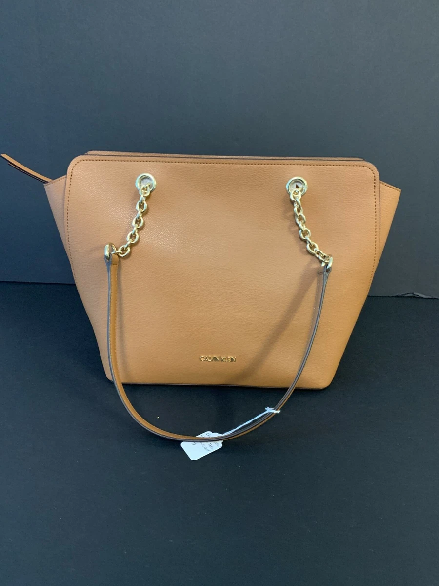 Calvin Klein Hailey tote micro -Pebble top zip Carmel gold purse $90