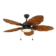52 Inch Tropical Ceiling Fan with Light, Pull Chain, Palm Leaf Indoor Outdoor...