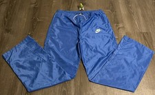 Vintage 80s Nike Track Pants  Baggy Wide Leg Spell Out Swoosh Blue Tag  XL Blue