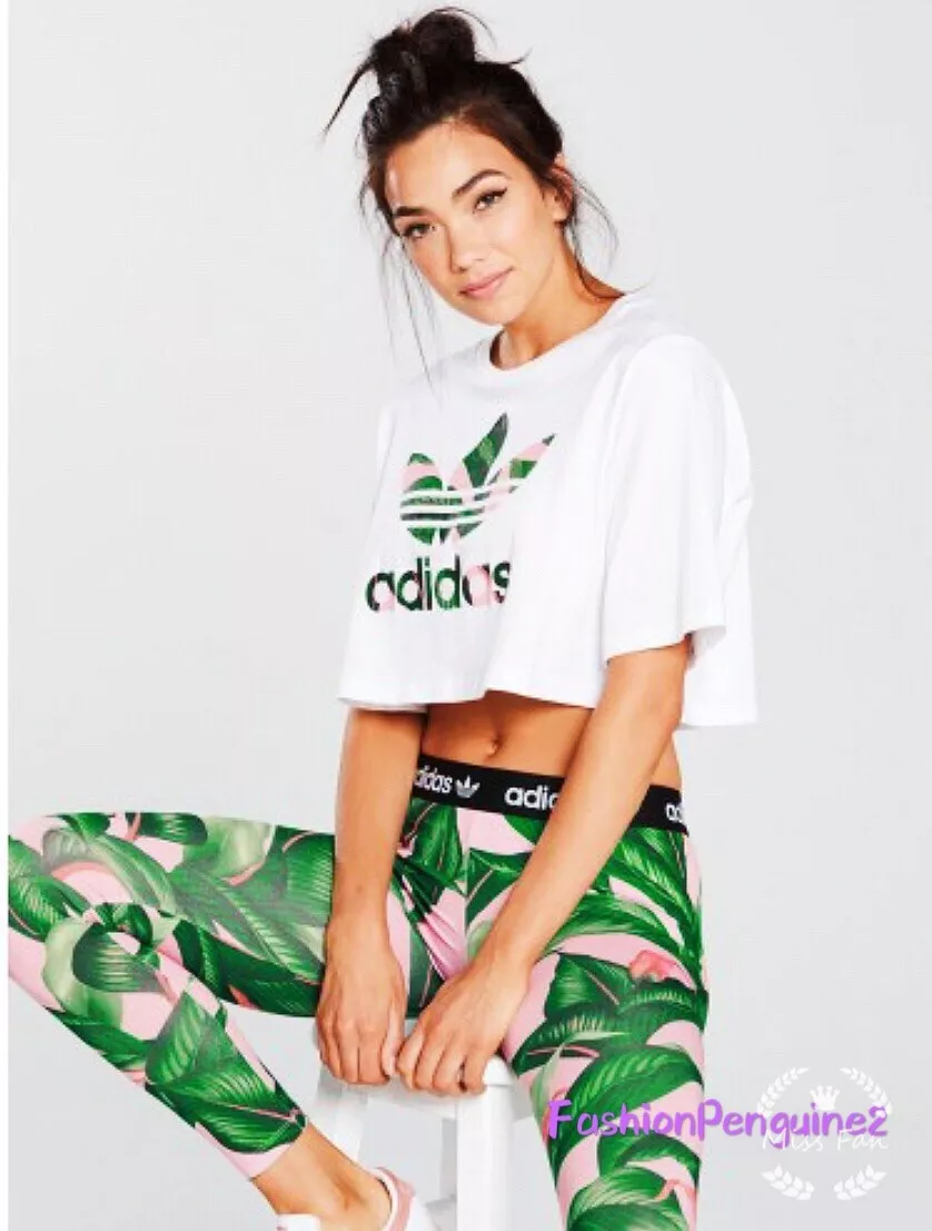 ❤️Adidas Originals Women'S Big Leaf Sets 🍃 🍂 (Crop Top + Tights) |  Ebay