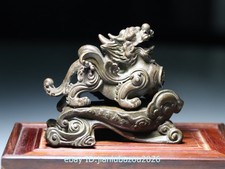 China Dynasty Folk Collect Old Red Copper Kylin Brave Troops Beast Small Statue