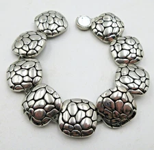 VTG MODERN ? PD PREMIER DESIGNS 7.25" silver tone black geometric wrap Bracelet