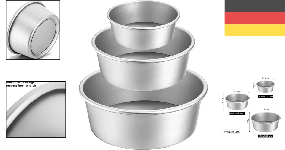 runde kuchenform set aluminium antihaft abnehmbar 10 15 20 cm - Bild 2 von 4