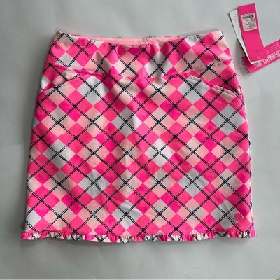 Lilly Pulitzer Fairway Performance Skort Pink Tropics Glow Flow Argyle Size 0