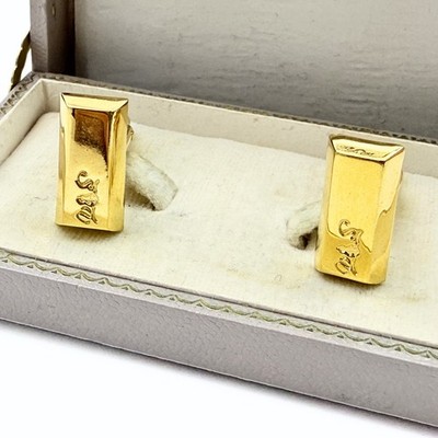 Hallmarked Designer Personalized Bullion Style Gold Plated Cufflinks