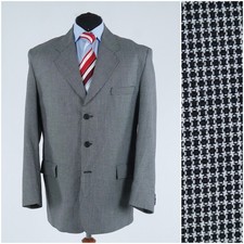 Mens Vintage Blazer 42R UK Size FOSTERS Check Grey Sport Coat Jacket