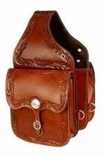 Western Horse Leather Saddle Bag Heavy Duty Traditional Trail Ride  Saddle Bag.