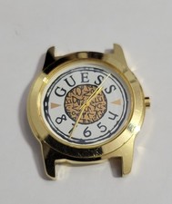 Vintage VTG Guess 1994 White Dial Round Gold Tone Case working no strap