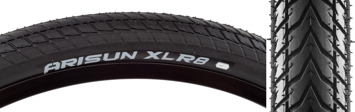 Arisun XLR8 20x1 3/8 Touring Bike Tire - V-Pattern Tread, Water-Evacuating