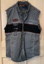 Harley Davidson camicia smanicata gilet abbottonato grigio taglia L