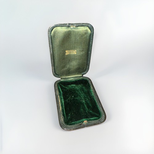 Antike Tiffany & Co Geschenk / Präsentationsbox Leder außen grün Samt innen - Bild 2 von 9