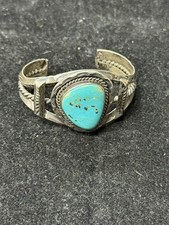 Massiver 925 Silber Armreif mit großem Türkis 50,28g Handarbeit