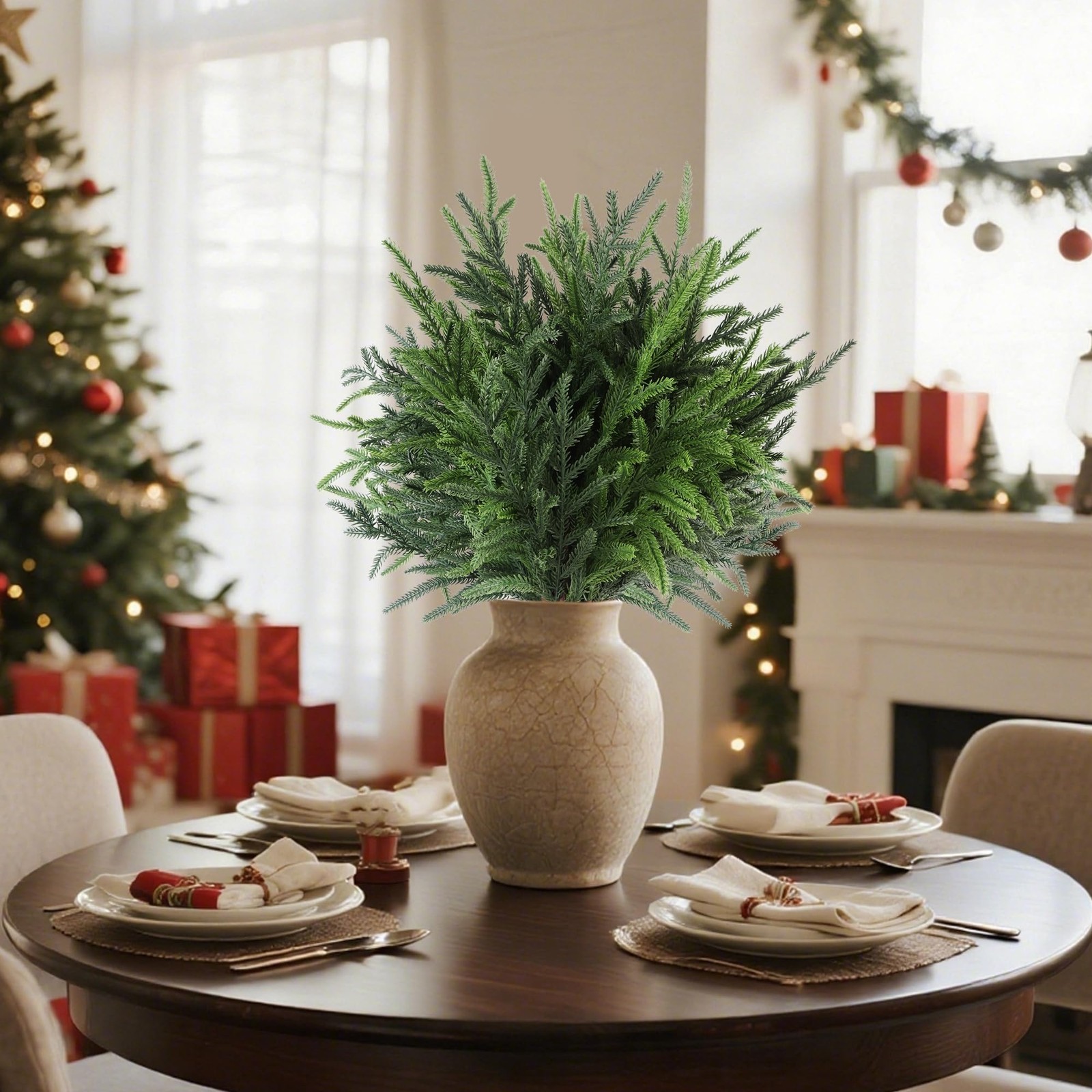 24" Extra Long Artificial Norfolk Pine Stems - 12 Pack Real Touch Christmas G...