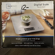 Báscula de cocina digital Mainstays superficie de acero inoxidable pesa hasta 11 libras
