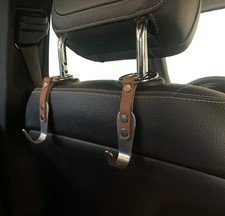 Headrest Hooks for Car 2 Pack Black Rustic Brown