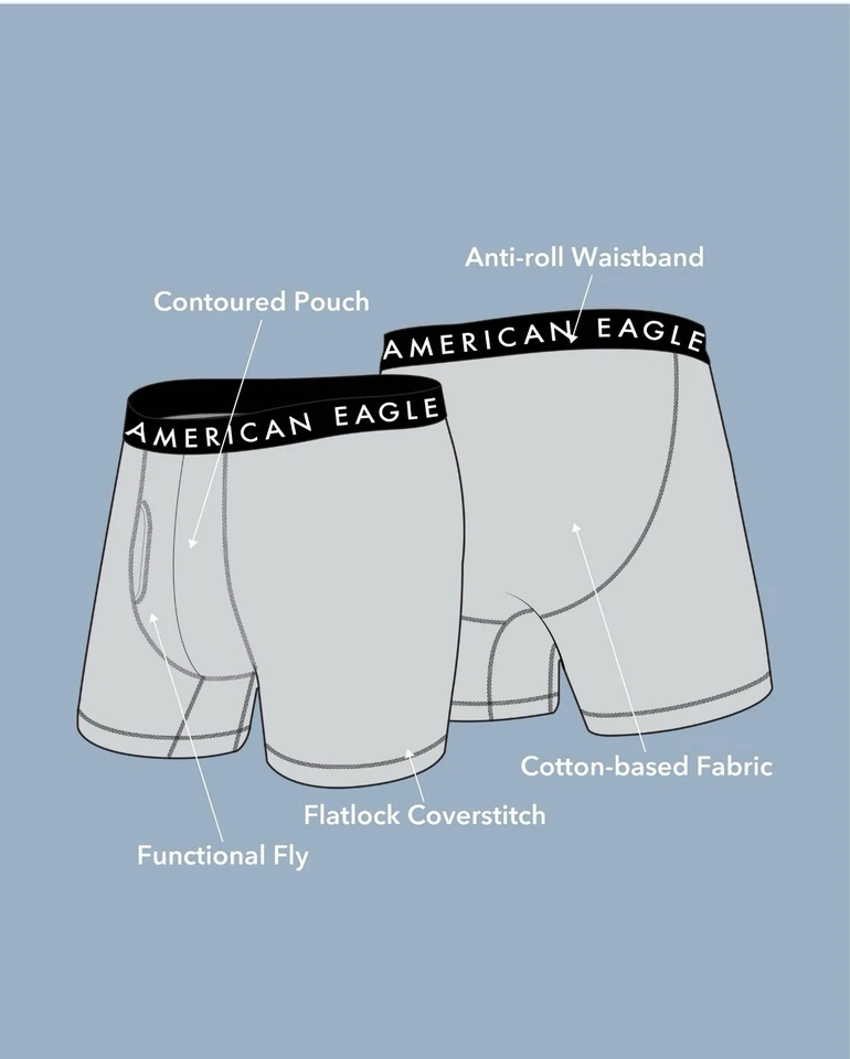 American Eagle 6 pulgadas calzoncillos boxer para hombre paquete de 3 longitud regular Foto 3 de 4
