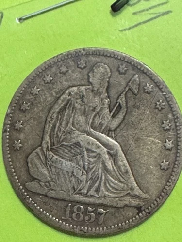 1857 Seated Liberty Half Dollar, Early Type Coin, Higher Grade, Free shipping