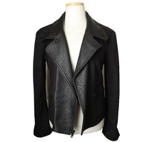 Theory Black Lamb Trim Cotton Blend Rider Jacket P 26810409