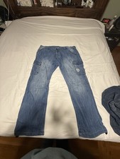 Enzo Mens Cargo Combat Jeans Denim Trouser Casual Work Pants All UK Waist Sizes