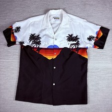 Mens M Shoreline Hawaii Vintage Hawaiian Shirt Poly Floral Aloha Button Up