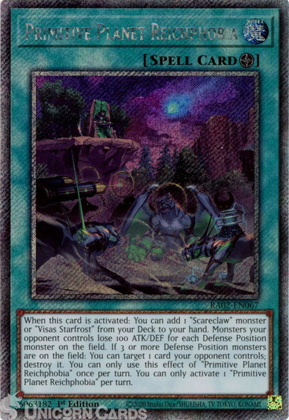 RA02-EN067 Primitive Planet Reichphobia : Platinum Secret Rare 1st Edition YuGiO