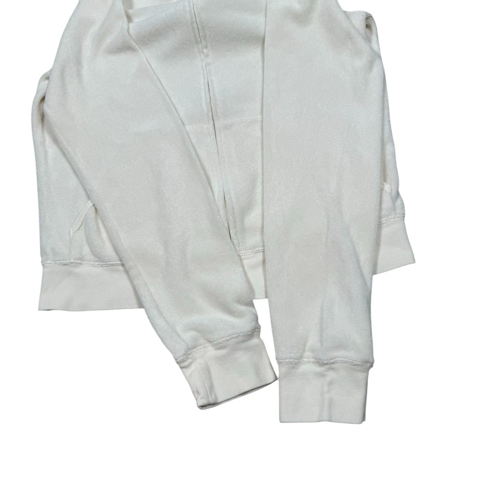 Vintage Y2K Juicy Couture Velour Zip Up Hoodie Sweater XL 2000s Ivory Cream - Image 4 of 4