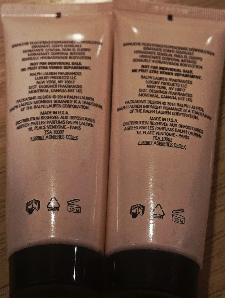 Crema hidratante corporal sensual Ralph Lauren Midnight Romance 5 oz 2 piezas x 2,5 oz NUEVA de colección Foto 2 de 3