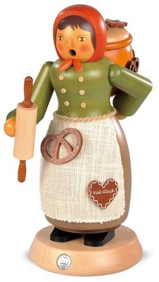 Smoking man smoking woman gingerbread seller wood Erzgebirge handmade decoration